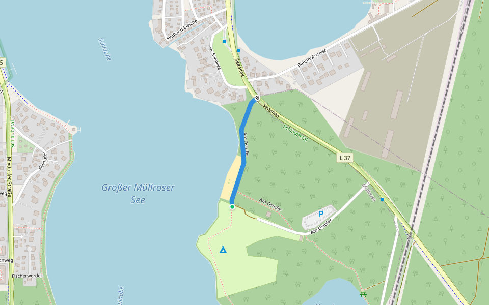 Am Ostufer walking route map in Müllrose