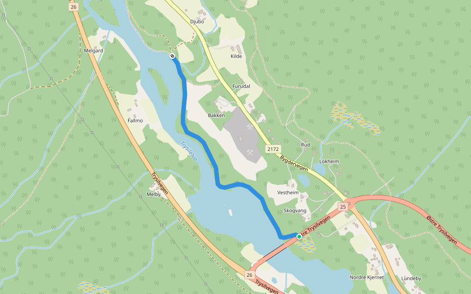 Elvestien walking route map in Nybergsund