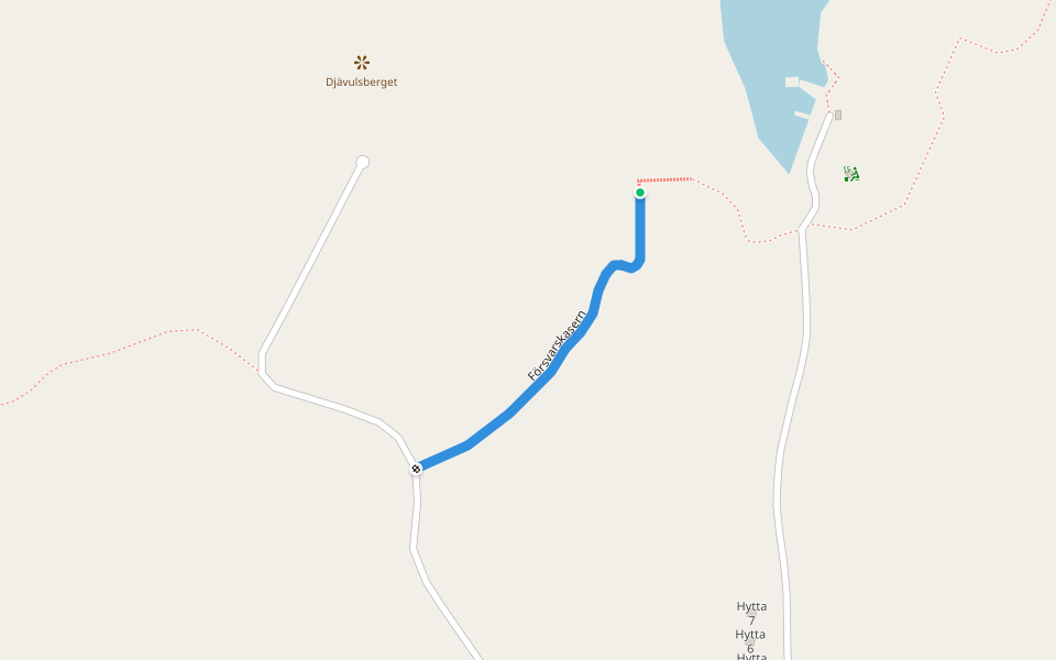 Försvarskasern walking route map in Sund