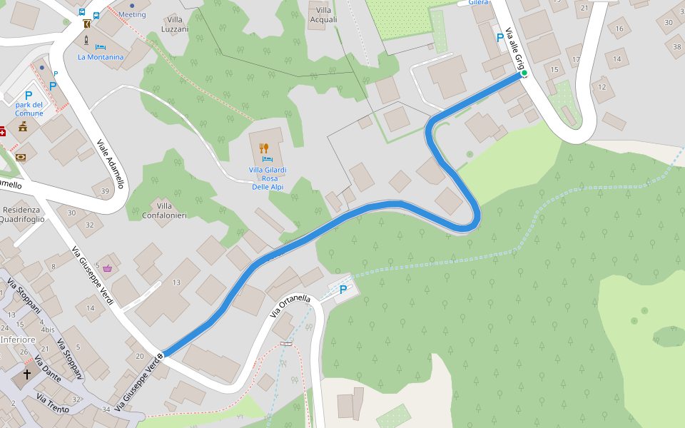 Via Sorcà walking route map in Esino Lario