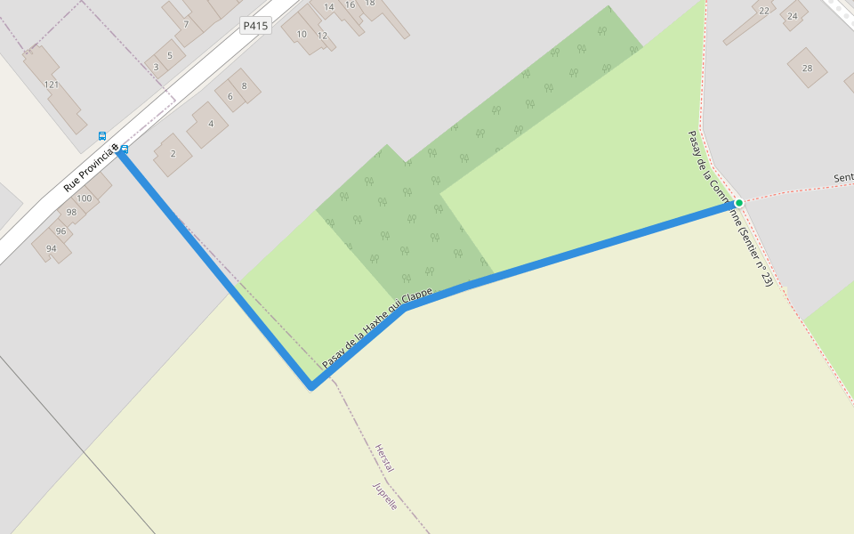 Pasay de la Haxhe qui Clappe walking route map in Herstal