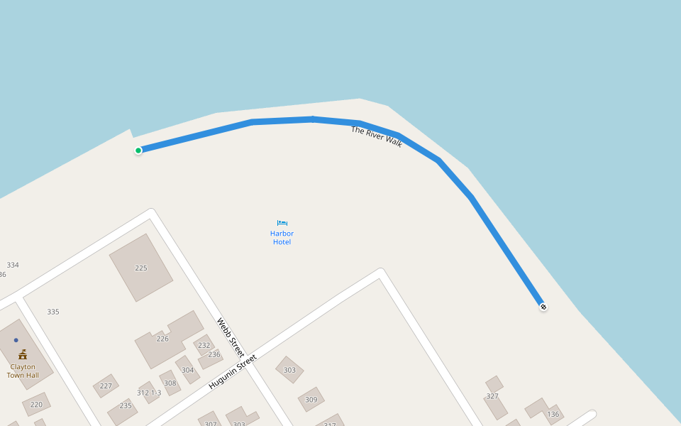 The River Walk walking route map in Clayton