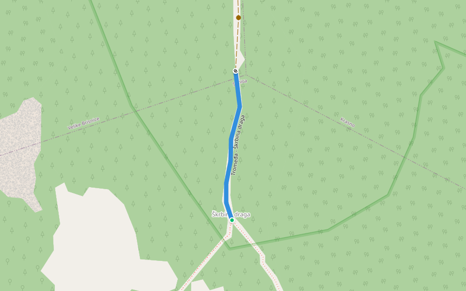 Tromeđa - Škrbina draga walking route map in Krasno