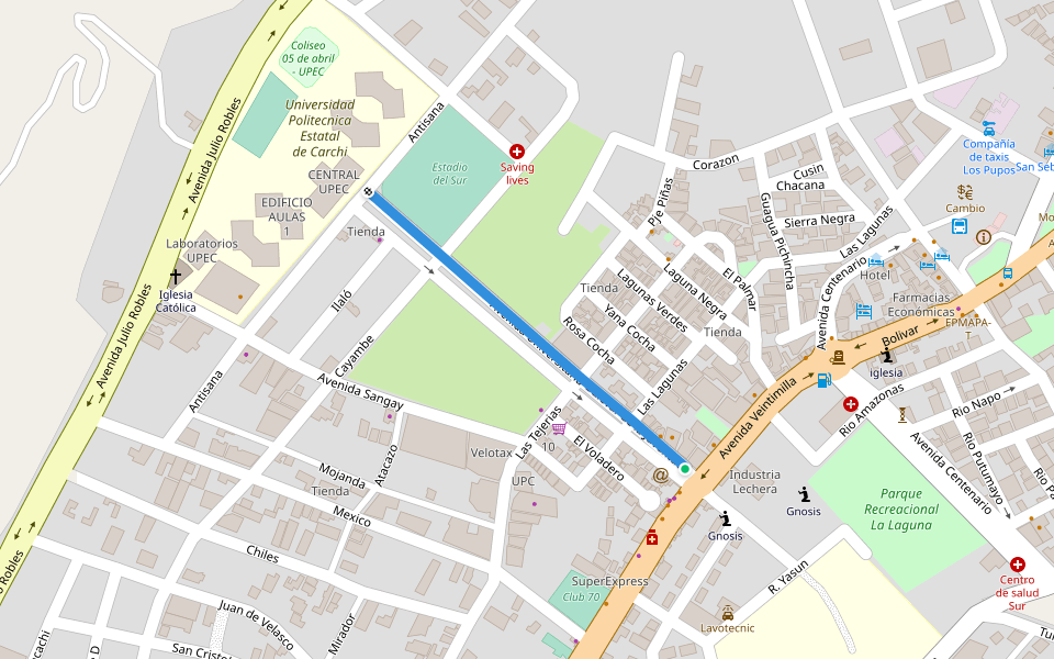 Bulevar de la Juventud walking route map in Tulcán