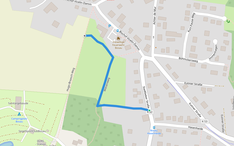 Wiesenweg walking route map in Bosau
