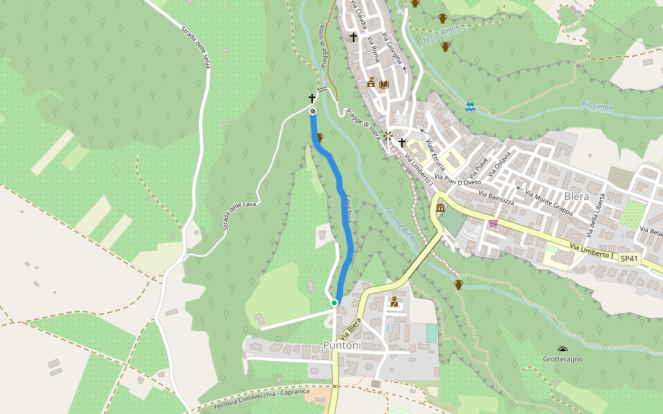 Via Cava buia walking route map in Puntoni
