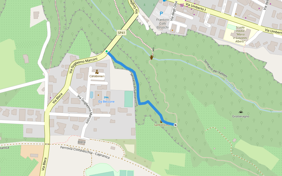 Sentiero di Santonzino walking route map in Puntoni