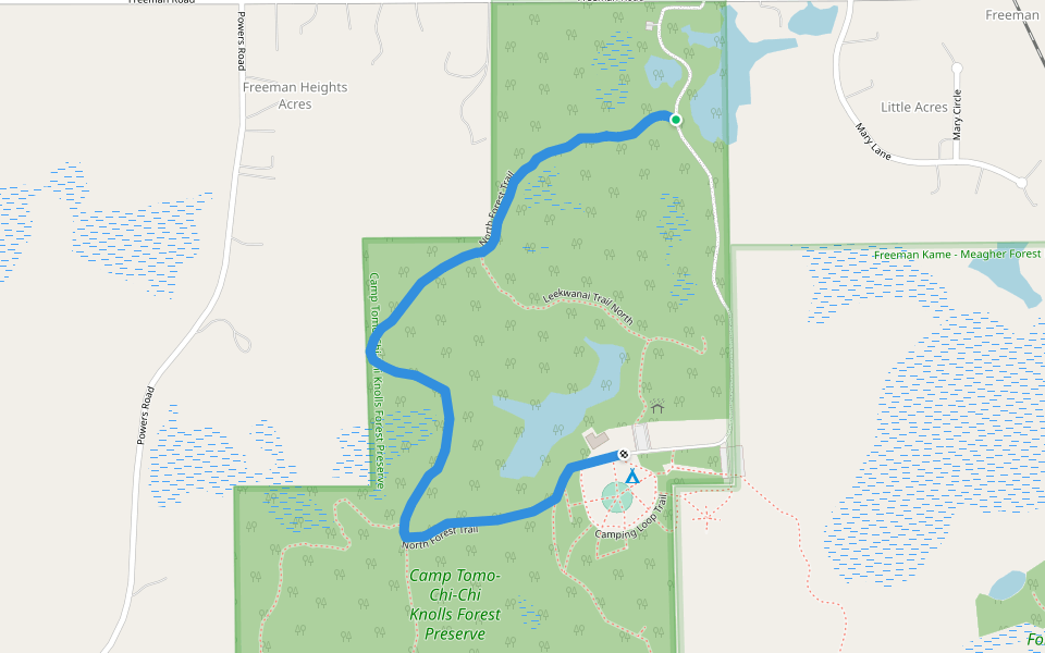 North Forest Trail walking route map in Gilberts