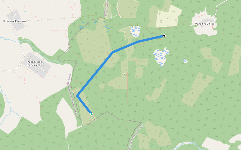 кор.васильково-мал.каменка walking route map in Karel'skoe Vasil'kovo
