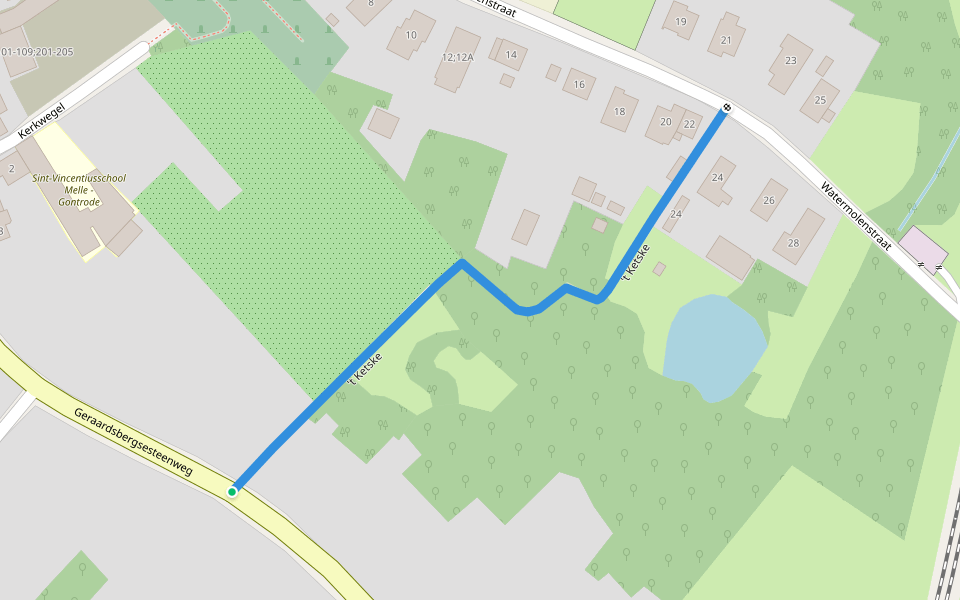 't Ketske walking route map in Melle