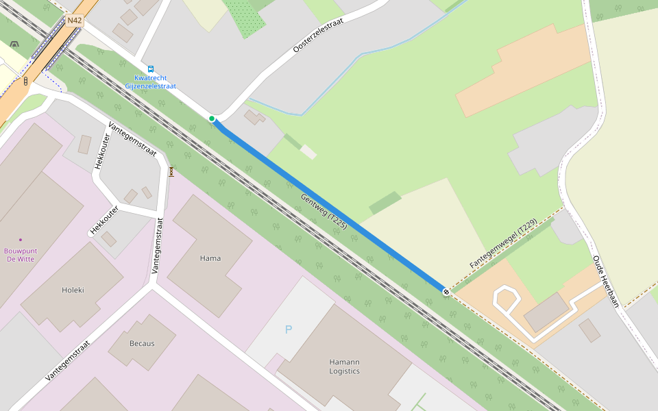 Gentweg (T225) walking route map in Wetteren