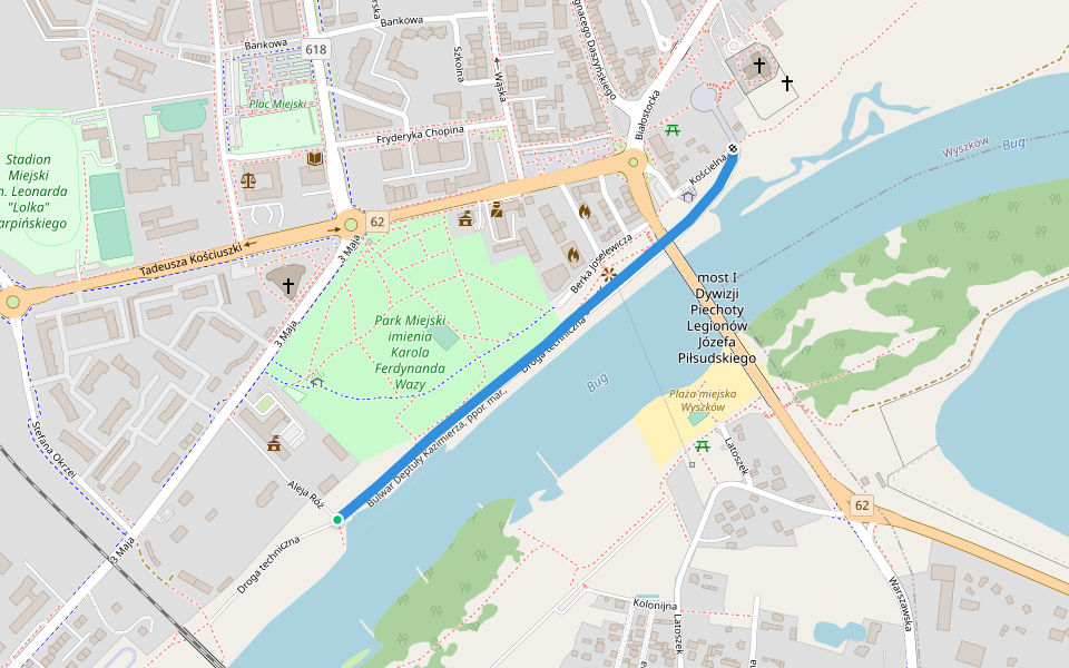 Bulwar Deptuły Kazimierza, ppor. mar., walking route map in Wyszków