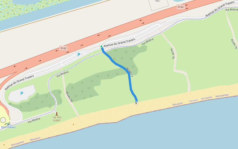 Accès 77 walking route map in Mauguio