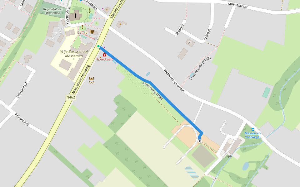 Achterweg (T99) walking route map in Wetteren