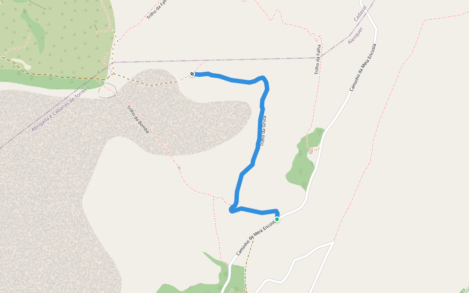 Trilho da Gruta walking route map in Abrigada