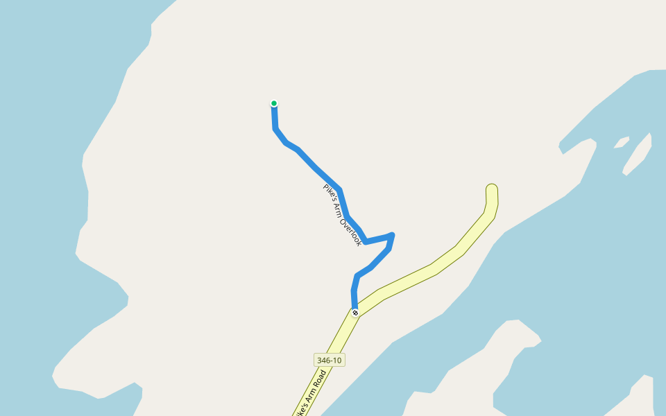 Pike's Arm Overlook walking route map in Herring Neck