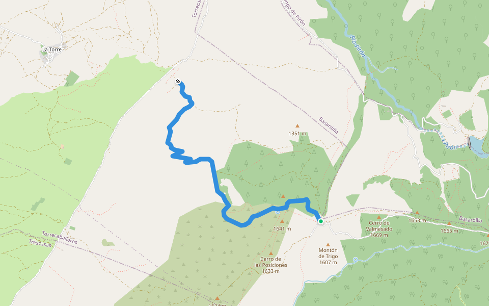 Senda de la Abierta walking route map in Torrecaballeros
