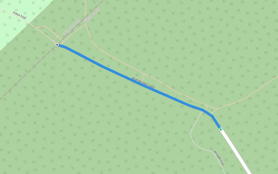 abandoned road walking route map in Dacula