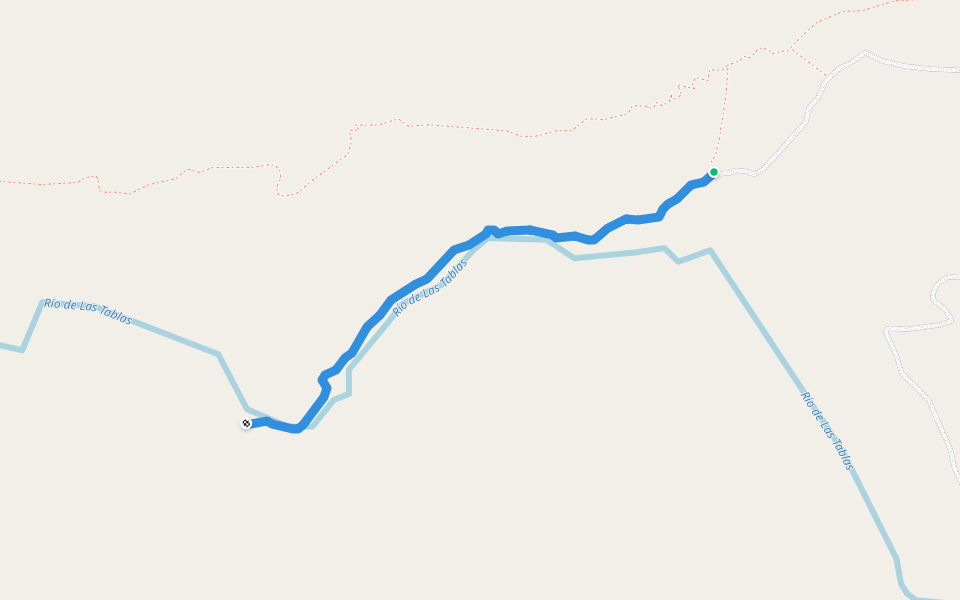 Senda a confluencia de rios walking route map in Villa Nougués