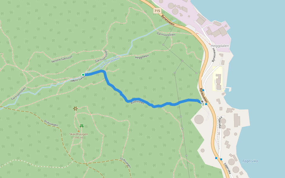 Buldrestien walking route map in Trondheim
