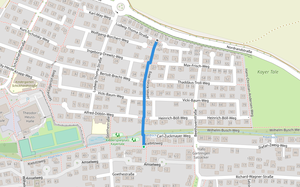 James-Krüss-Weg walking route map in Gärtringen