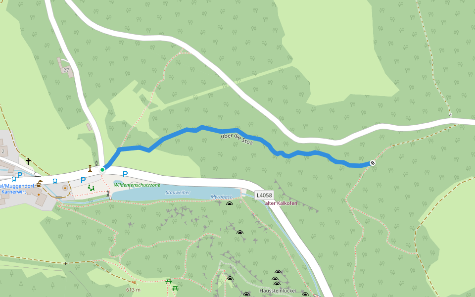 über die Stoa walking route map in Muggendorf