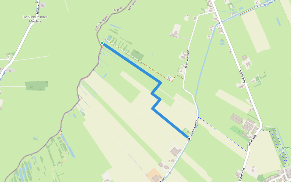Melle's Pad walking route map in Doezum