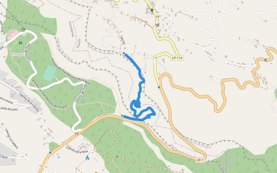 Camino Real de La Costa GR 130 walking route map in Puntagorda