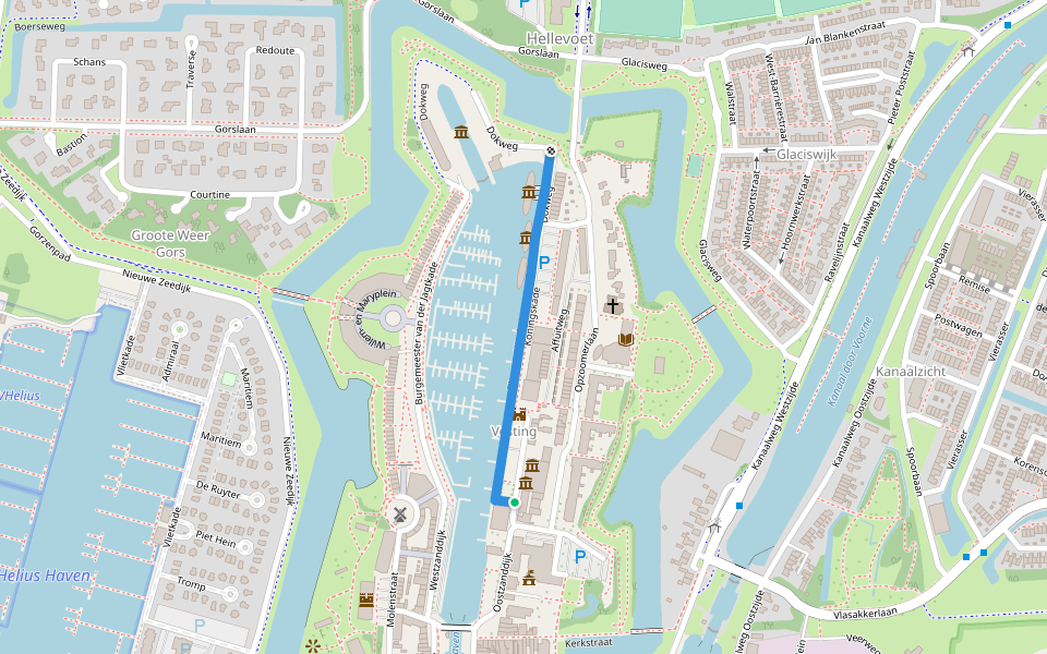 Koningskade walking route map in Hellevoetsluis