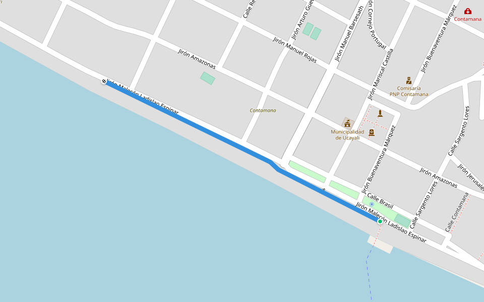 Malecón Vargas Guerra walking route map in Mazán
