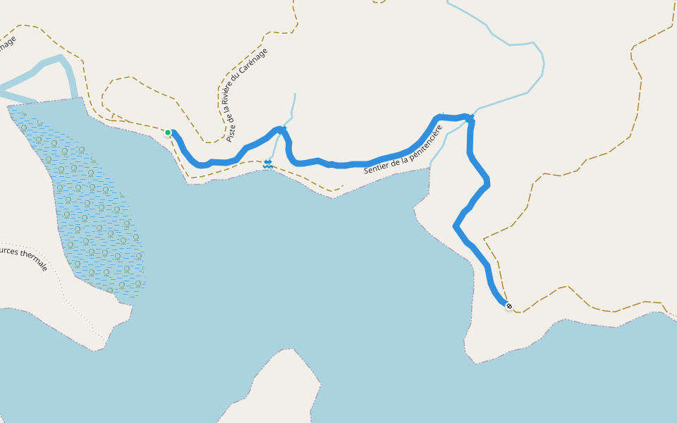 Sentier de la pénitencière walking route map in Prony