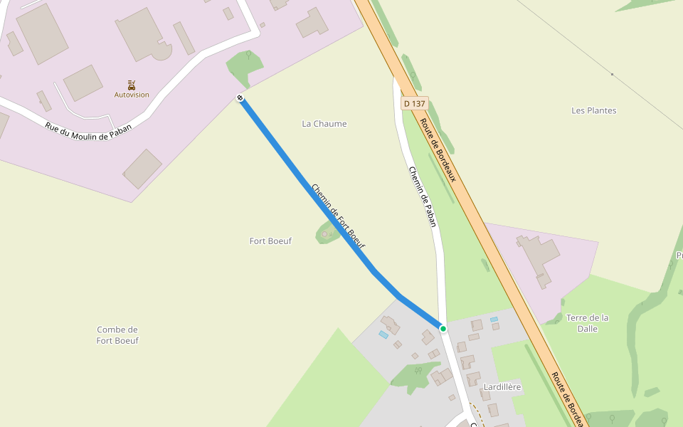 Chemin de Fort Boeuf walking route map in Saintes