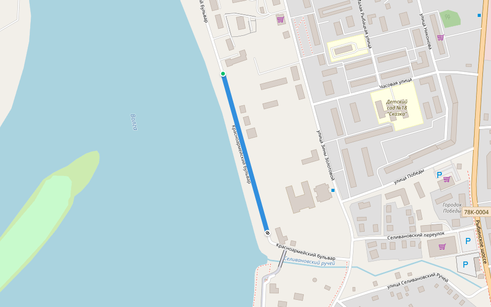 Красноармейский бульвар walking route map in Uglich