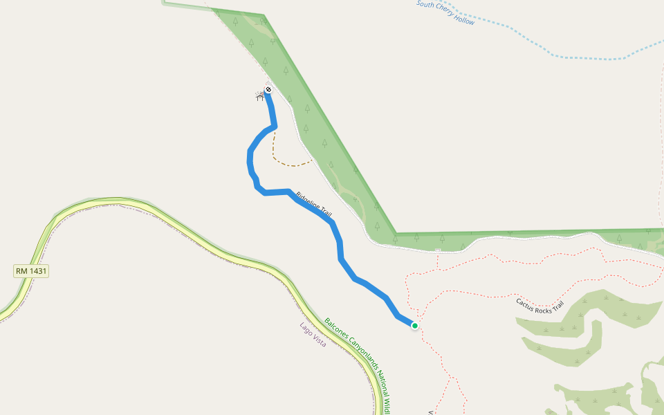 Ridgeline Trail walking route map in Leander
