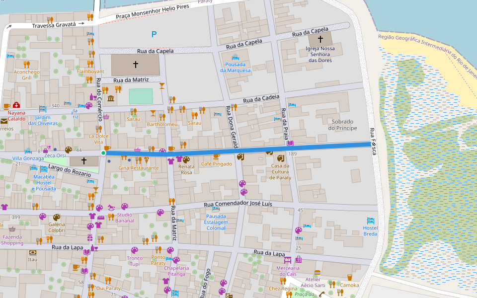 Rua Doutor Samuel Costa walking route map in Paraty