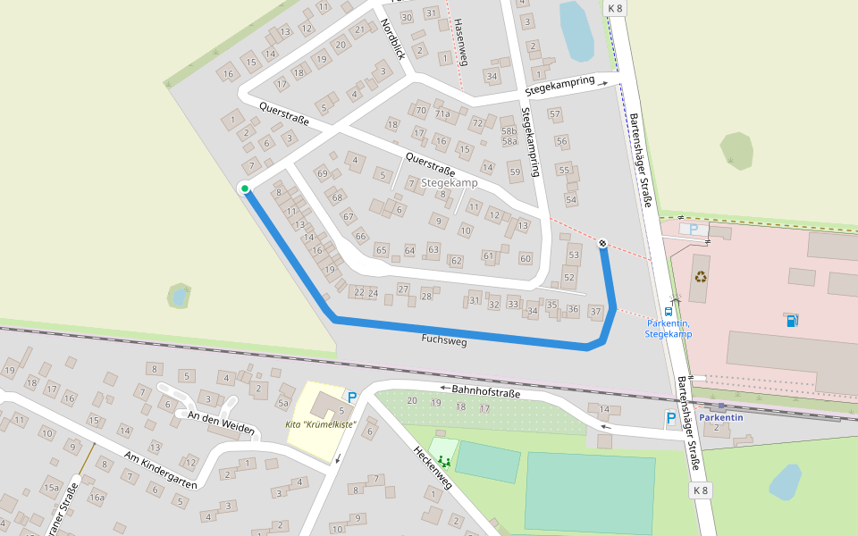 Fuchsweg walking route map in Bartenshagen-Parkentin