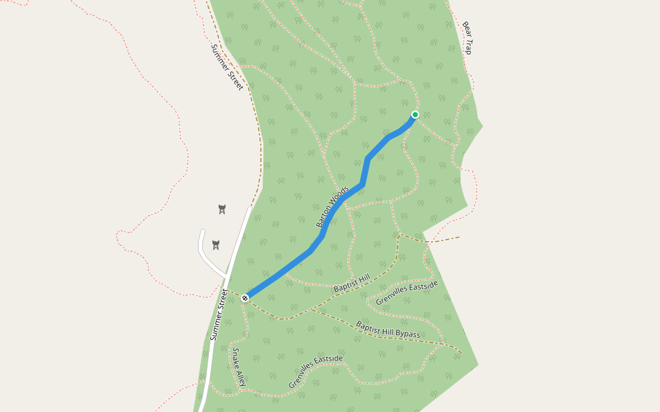 Barton Woods walking route map in Newport