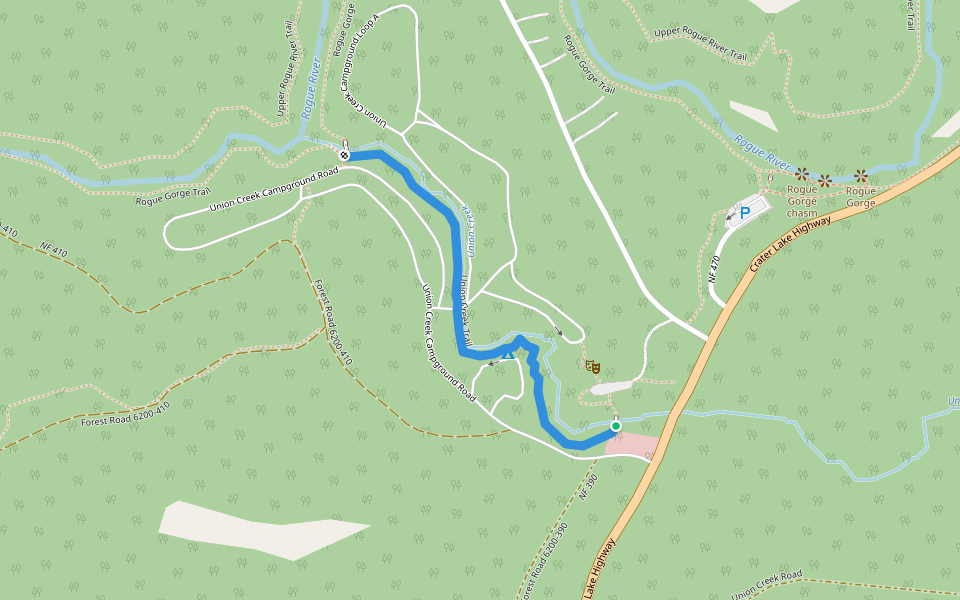 Union Creek Trail walking route map in Prospect