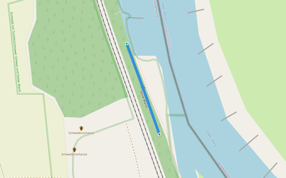 Steile Wand walking route map in Frankfurt an der Oder