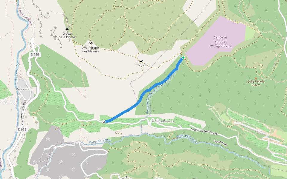 Sentier du Vallon de la Font de Maurel walking route map in Figanières