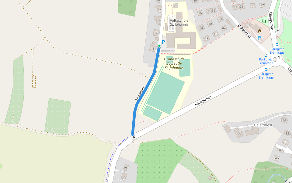 Ziegelleite walking route map in Bayreuth