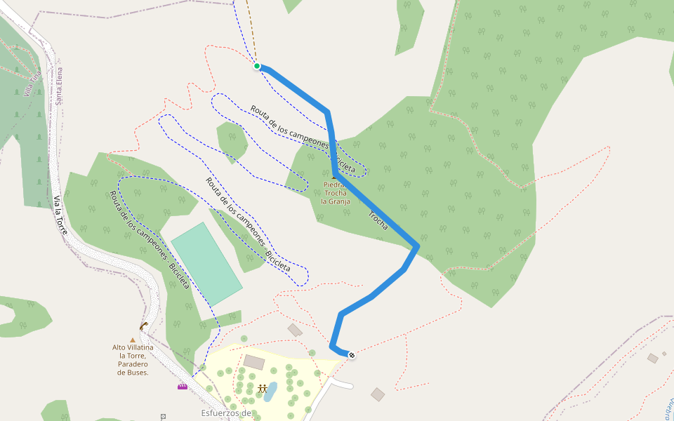 Trocha walking route map in Medellín