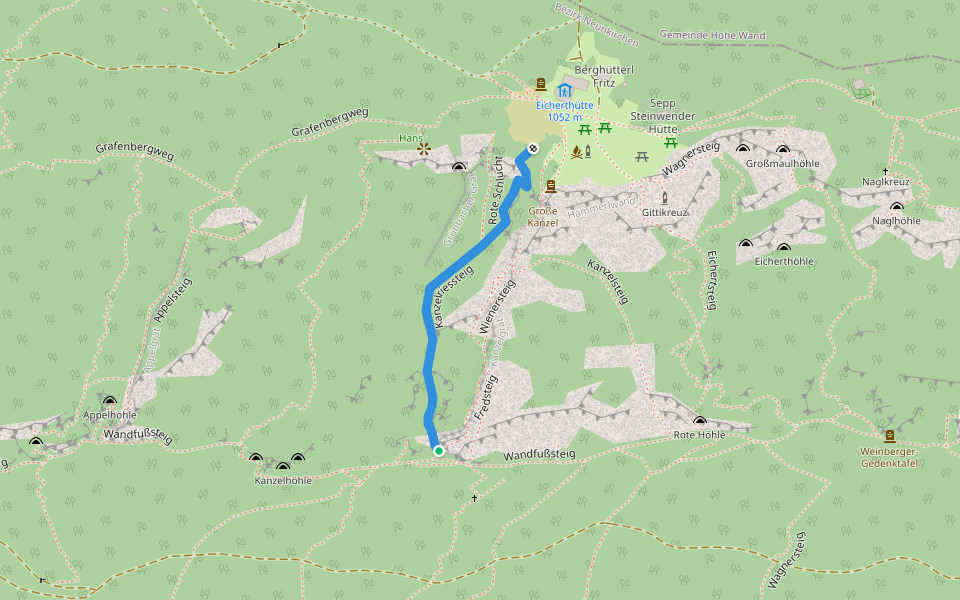 Kanzelriesteig walking route map in Oberhöflein