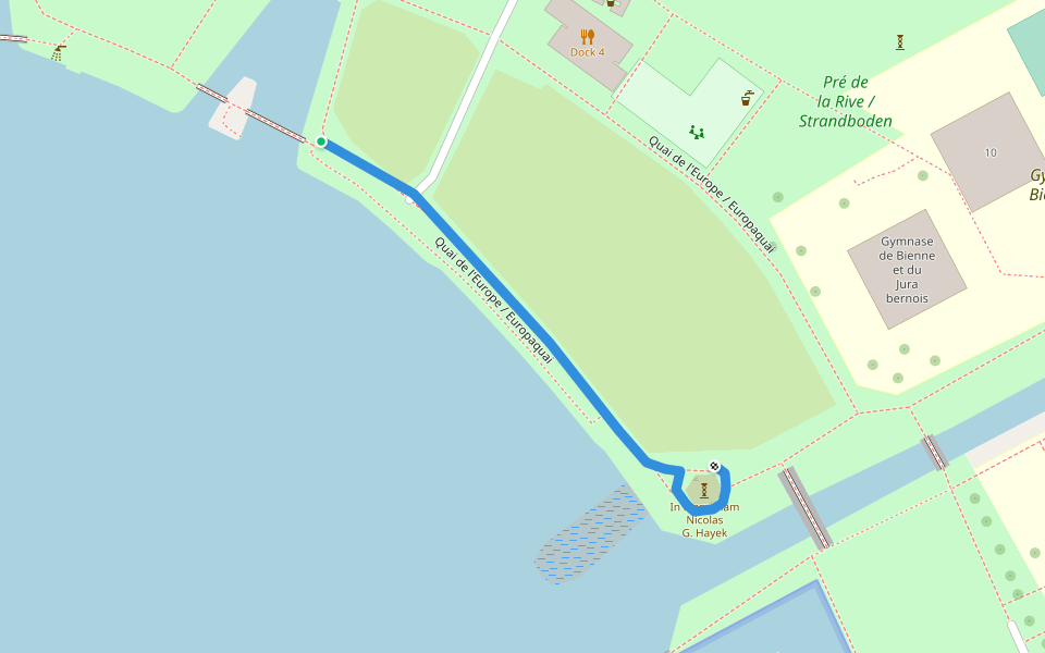 Quai de l'Europe / Europaquai walking route map in Biel