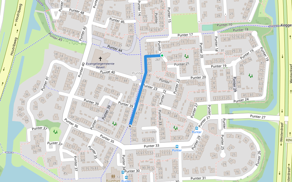 Punter 23 walking route map in Lelystad
