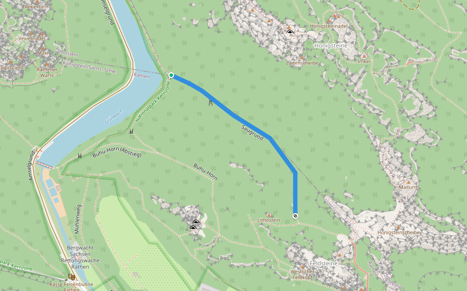 Saugrund walking route map in Rathen