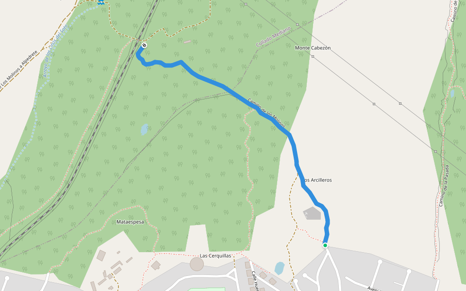 Camino de los Molinos walking route map in Alpedrete