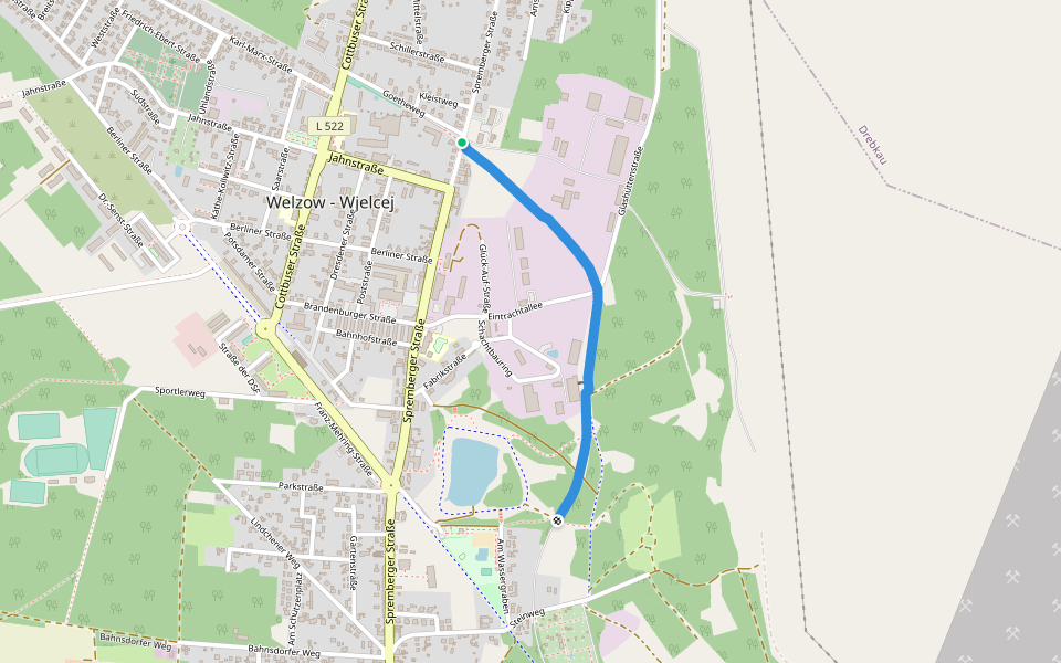 Gleispromenade Welzow walking route map in Welzow
