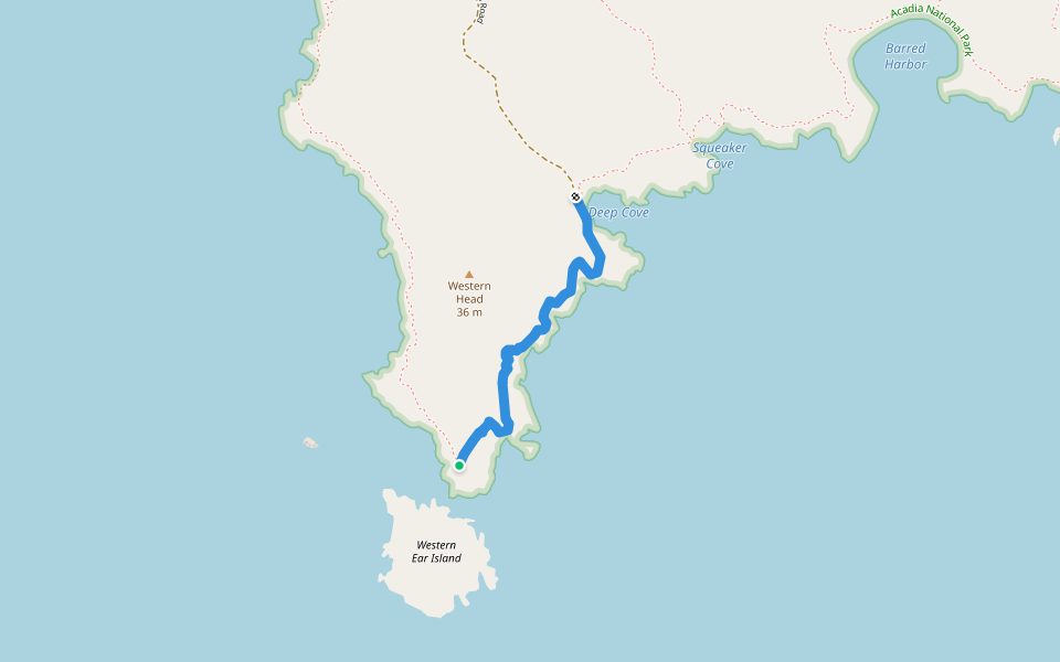 Cliff Trail walking route map in Isle au Haut