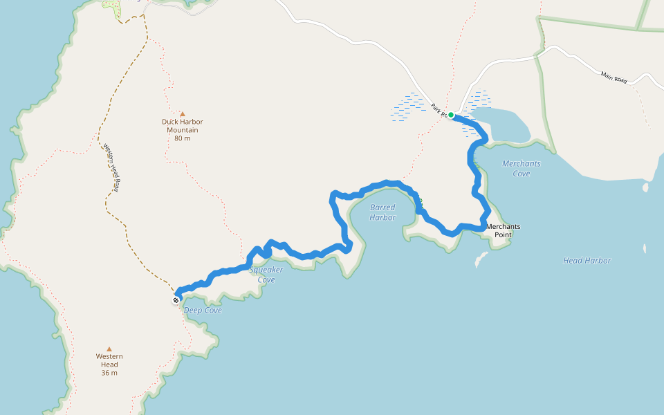 Goat Trail walking route map in Isle au Haut